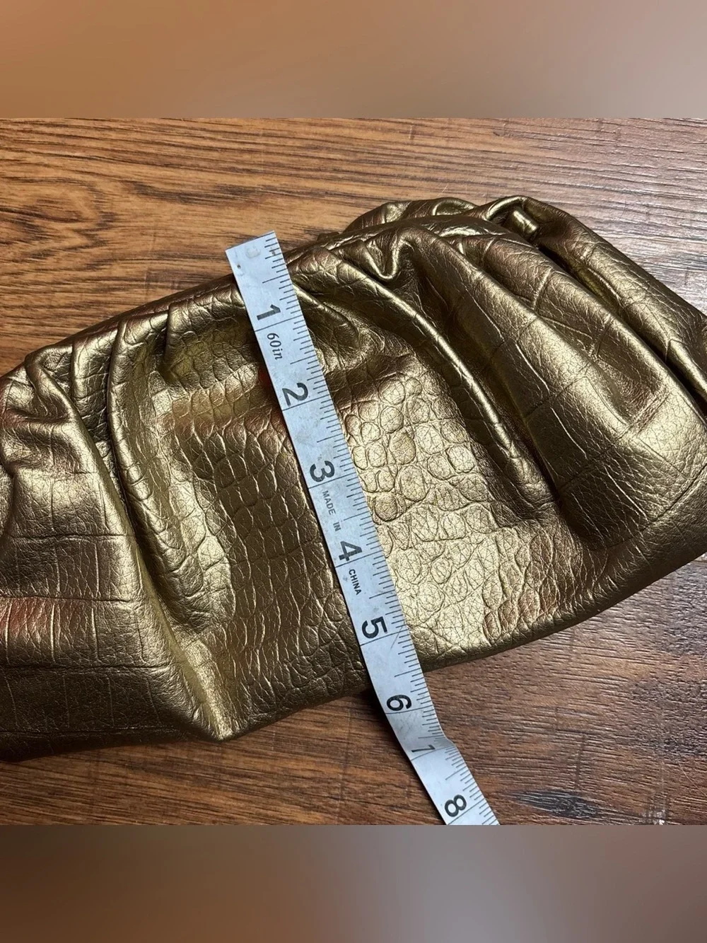 Small Gold Faux Croc Clutch Purse